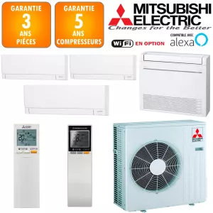 Mitsubishi Quadri-split MXZ-5F102VF + 2 X MSZ-AY15VGK + MFZ-KT25VG + MSZ-AY42VGK