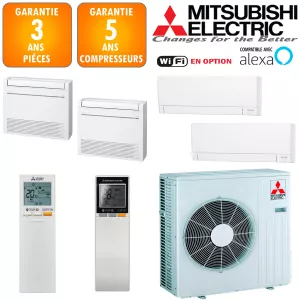 Mitsubishi Quadri-split MXZ-5F102VF + MSZ-AY15VGK + MSZ-AY42VGK + 2 X MFZ-KT25VG