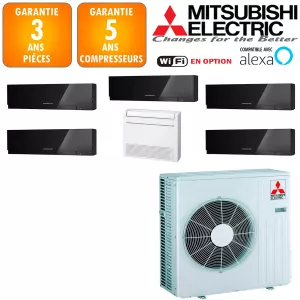 Mitsubishi Sextuple-split MXZ-6F120VF + 5 X MSZ-EF18VGKB + MFZ-KT50VG