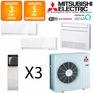 Mitsubishi Tri-split MXZ-3F54VF + MSZ-EF18VGKW + MSZ-EF22VGKW + MFZ-KT25VG