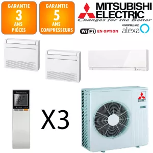 Mitsubishi Tri-split MXZ-3F68VF + 2 X MFZ-KT25VG + MSZ-EF18VGKW