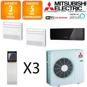 Mitsubishi Tri-split MXZ-3F68VF + 2 X MFZ-KT25VG + MSZ-EF22VGKB