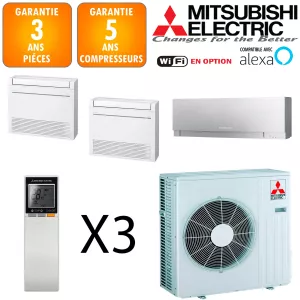 Mitsubishi Tri-split MXZ-3F68VF + 2 X MFZ-KT25VG + MSZ-EF25VGKS
