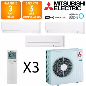 Mitsubishi Tri-split MXZ-6F122VF + 2 X MSZ-AY35VGK + MSZ-AP60VGK