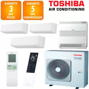 Toshiba Quadri-split Shorai RAS-4M27G3AVG-E + 3 X RAS-B07G3KVSG-E + RAS-B10J2FVG-E