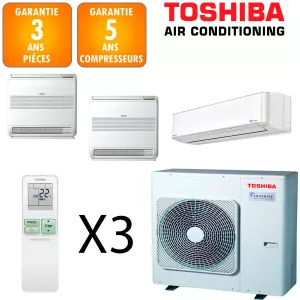 Toshiba Tri-split Daiseikai RAS-5M34G3AVG-E + RAS-M10PKVPG-E + RAS-B10J2FVG-E + RAS-B18J2FVG-E