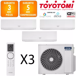 Toyotomi Tri-split MULR32-42INV-5 + 2 X ERAI 9 + ERAI 24 Blanc